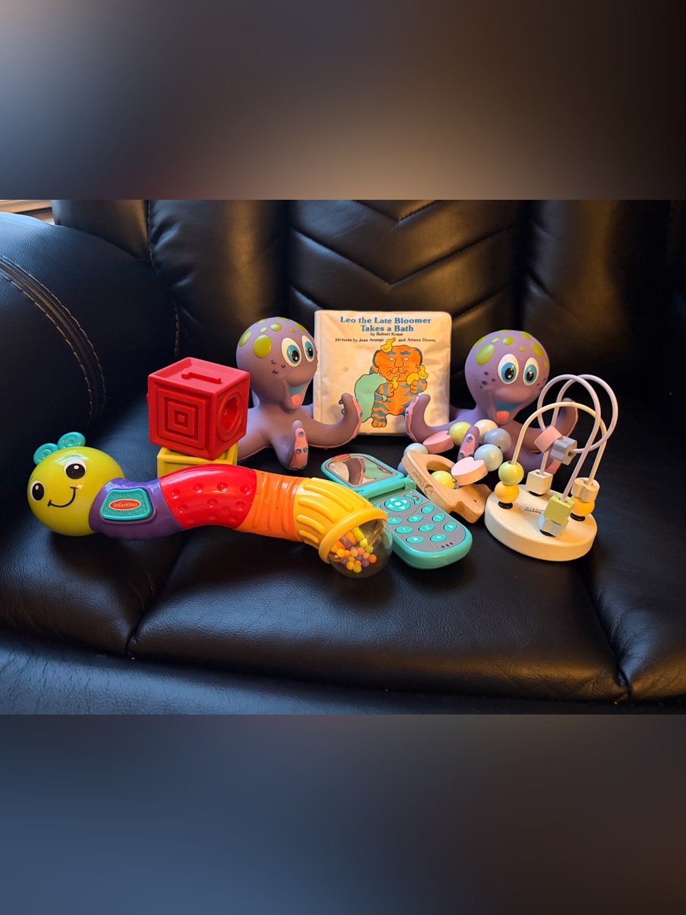 Assorted Kids Activity Toy Bundle with Purple Octopus and Multicolor Rattle
